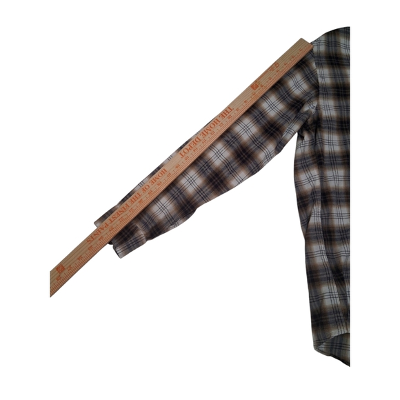 EUC Eddie Bauer Sz. M Brown/White Long Sleeved Casual Button Down Shirt - Picture 8 of 10